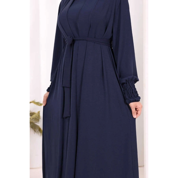 Elbiseli Abaya Takım ŞAL HEDİYE  3883 Lacivert