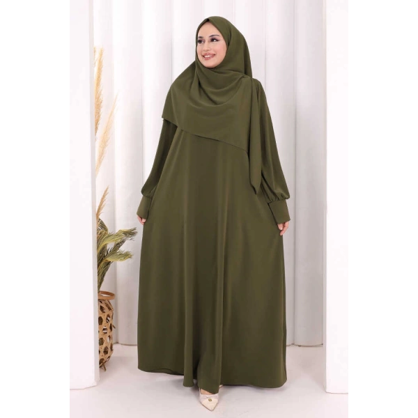 Eşarplı Elbise 6059 Haki