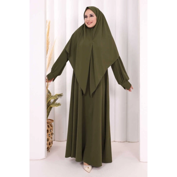Eşarplı Elbise 6059 Haki