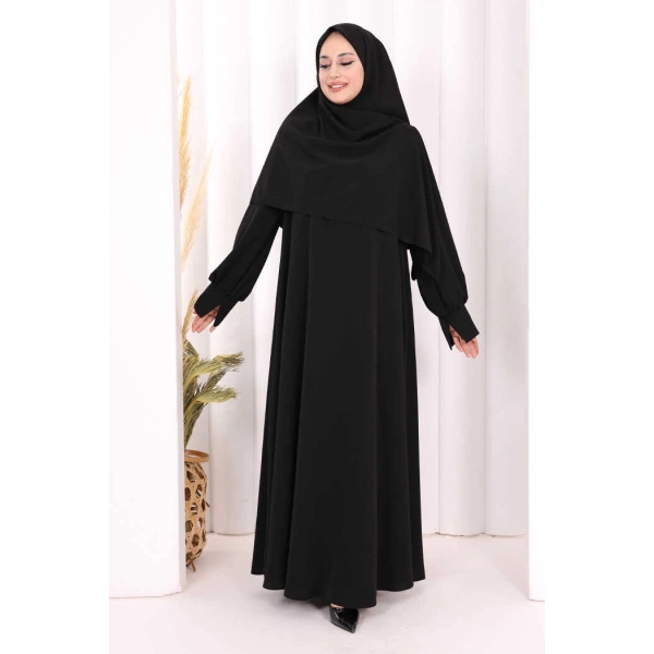 Eşarplı Elbise 6059 Siyah