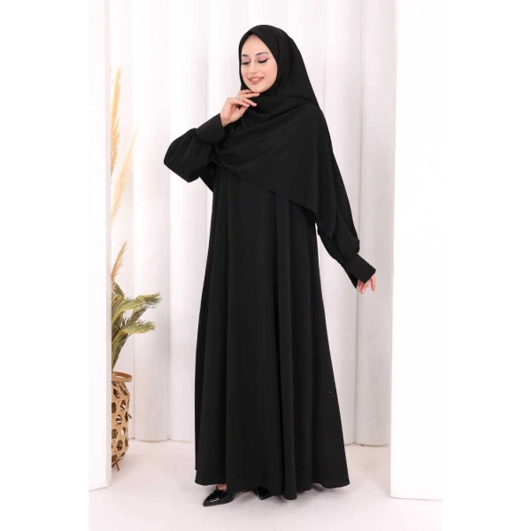 Eşarplı Elbise 6059 Siyah