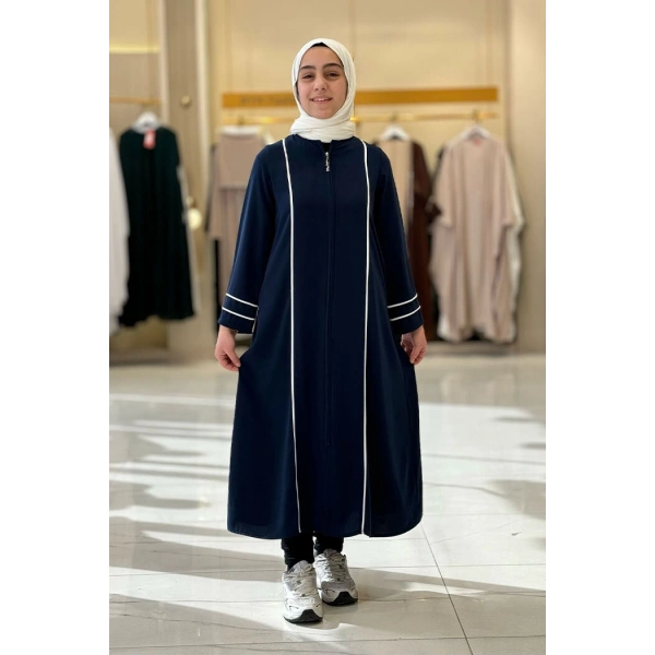 Fermuarlı Biyeli Çocuk Feracesi 6031 Lacivert
