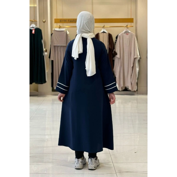 Fermuarlı Biyeli Çocuk Feracesi 6031 Lacivert