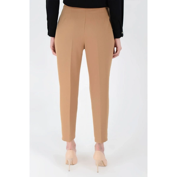 Fermuarlı Cep Detaylı Kalem Pantolon 0201 Taba