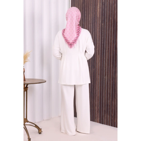 Fermuarlı İkili Oysho Takım 6058 Ekru
