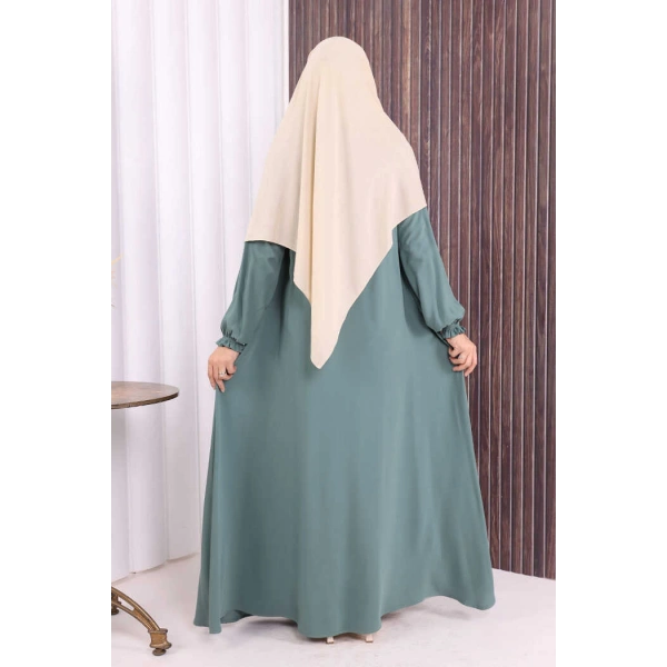Fermuarlı Kol Manşetleri Büzgülü Mevlana Ferace 6007 Mint