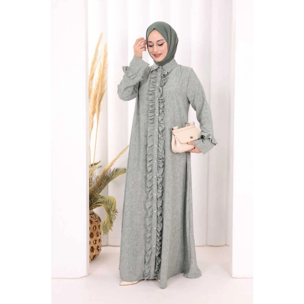 Fırfır Detaylı Elbise 6066 Mint