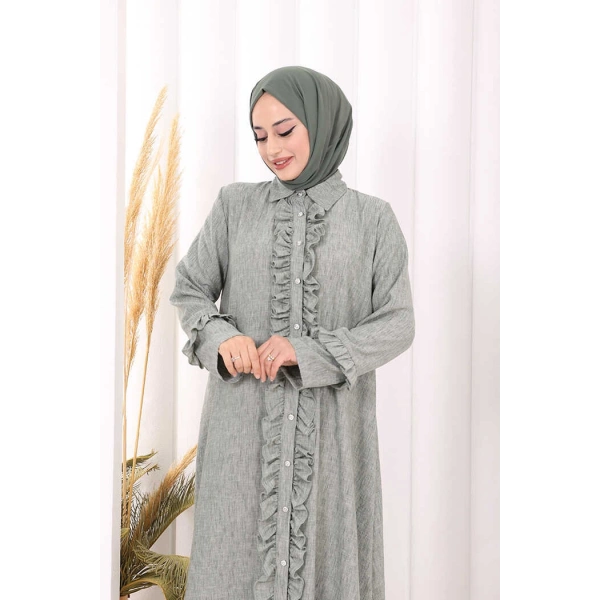 Fırfır Detaylı Elbise 6066 Mint
