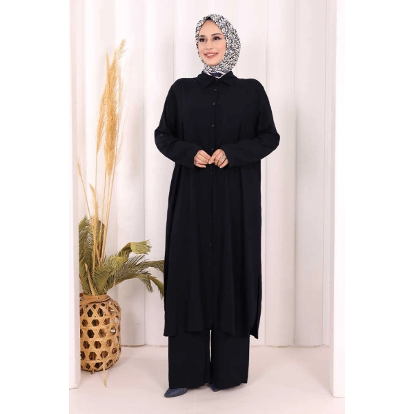 Hac Umre Düğmeli İkili Takım 6057 Lacivert