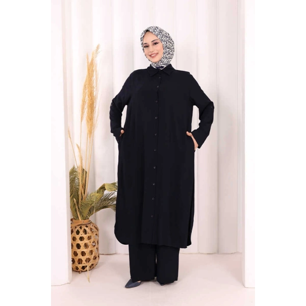 Hac Umre Düğmeli İkili Takım 6057 Lacivert