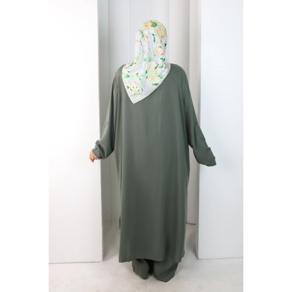 Hac Umre Düğmeli İkili Takım 6057 Mint