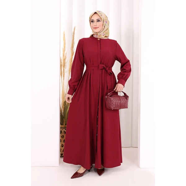 Hac Umre Elbise Boydan Düğmeli 7053 Bordo