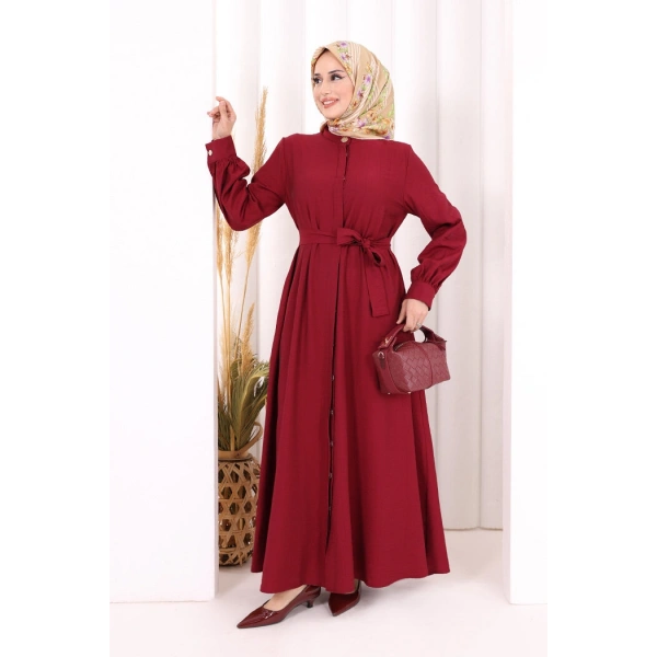 Hac Umre Elbise Boydan Düğmeli 7053 Bordo