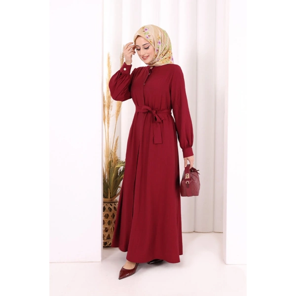 Hac Umre Elbise Boydan Düğmeli 7053 Bordo