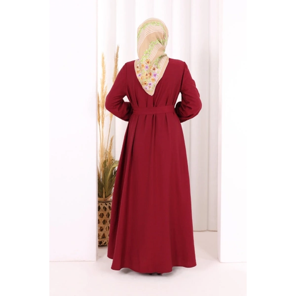 Hac Umre Elbise Boydan Düğmeli 7053 Bordo