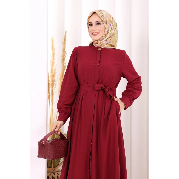 Hac Umre Elbise Boydan Düğmeli 7053 Bordo