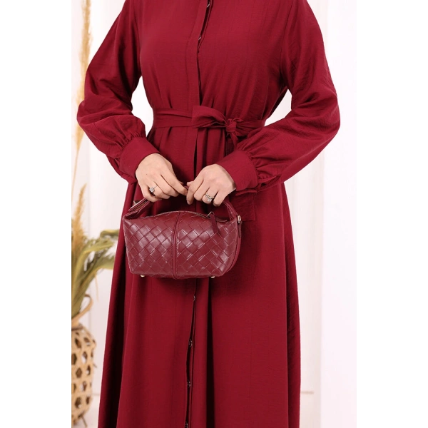 Hac Umre Elbise Boydan Düğmeli 7053 Bordo