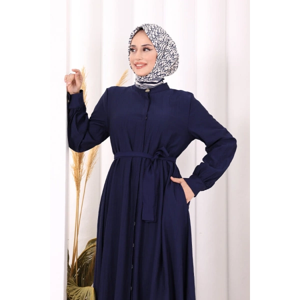 Hac Umre Elbise Boydan Düğmeli 7053 Lacivert