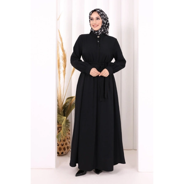 Hac Umre Elbise Boydan Düğmeli 7053 Siyah