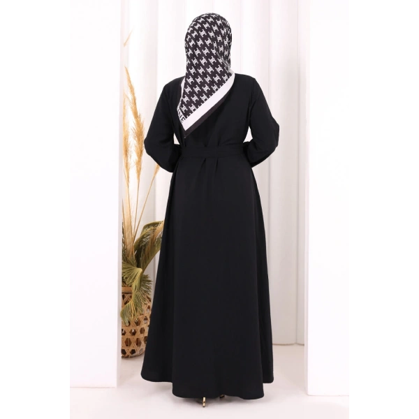 Hac Umre Elbise Boydan Düğmeli 7053 Siyah