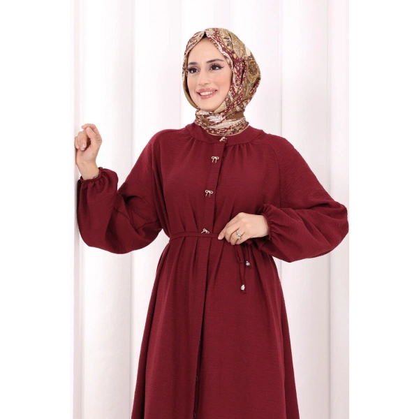 Hac Umre Keten Tunik Pantolon Takım 8013 Bordo