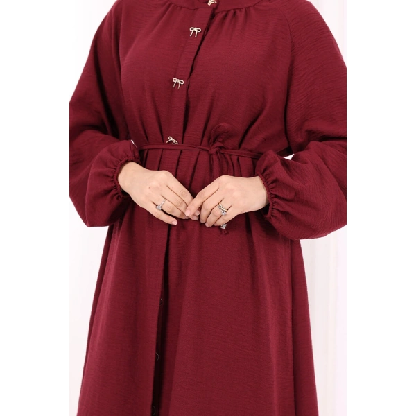 Hac Umre Keten Tunik Pantolon Takım 8013 Bordo