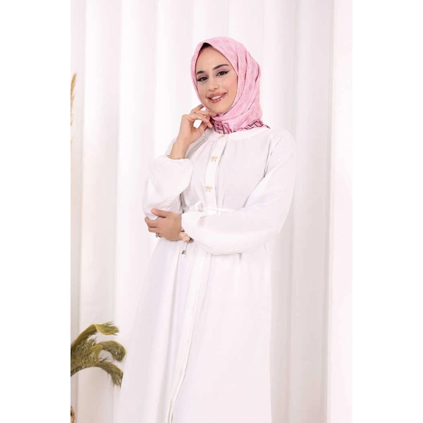 Hac Umre Keten Tunik Pantolon Takım 8013 Ekru