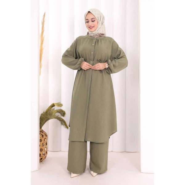 Hac Umre Keten Tunik Pantolon Takım 8013 Haki