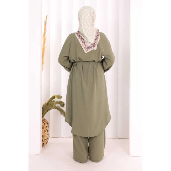 Hac Umre Keten Tunik Pantolon Takım 8013 Haki
