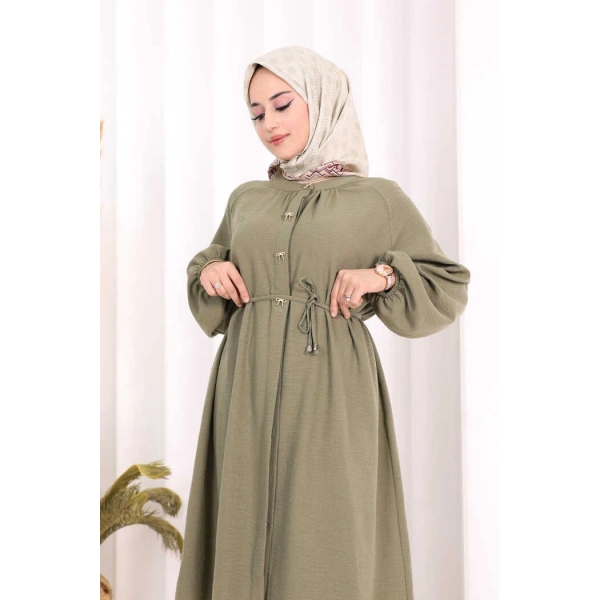 Hac Umre Keten Tunik Pantolon Takım 8013 Haki