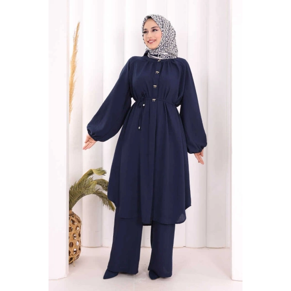 Hac Umre Keten Tunik Pantolon Takım 8013 Lacivert