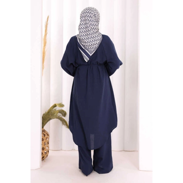 Hac Umre Keten Tunik Pantolon Takım 8013 Lacivert