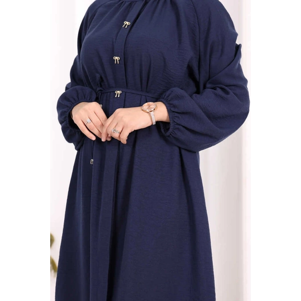 Hac Umre Keten Tunik Pantolon Takım 8013 Lacivert