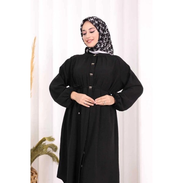 Hac Umre Keten Tunik Pantolon Takım 8013 Siyah