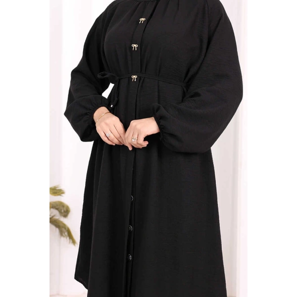 Hac Umre Keten Tunik Pantolon Takım 8013 Siyah