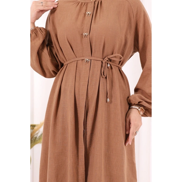 Hac Umre Keten Tunik Pantolon Takım 8013 Taba