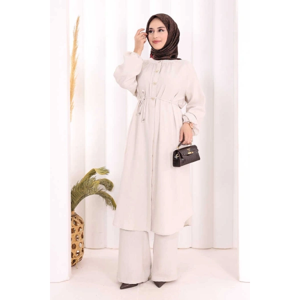 Hac Umre Keten Tunik Pantolon Takım 8013 Taş