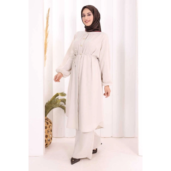 Hac Umre Keten Tunik Pantolon Takım 8013 Taş
