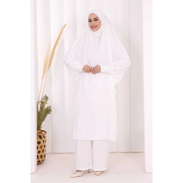 Hac Umre Sufleli Tunik Pantolon Takım 8004 Ekru