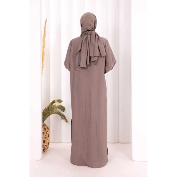 Hac  Umre Takım Önü Düğmeli Tunik,Pantolon  ŞAL  HEDİYE  8014 Duman