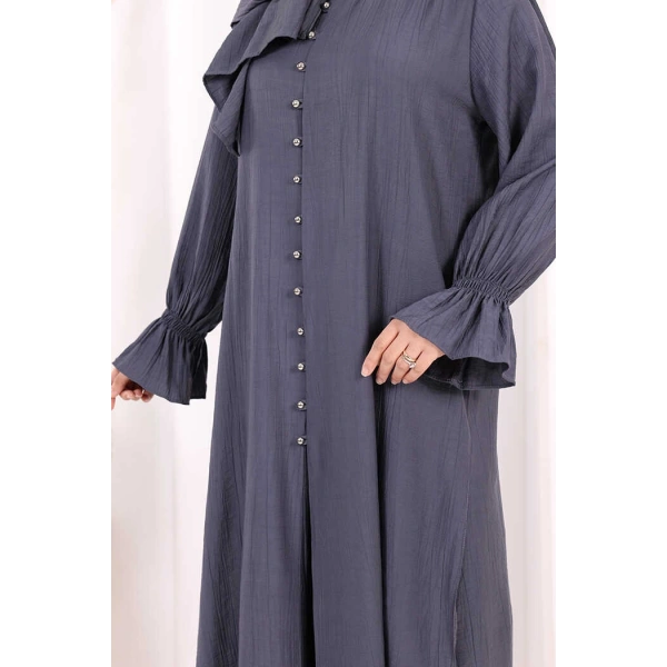 Hac  Umre Takım Önü Düğmeli Tunik,Pantolon  ŞAL  HEDİYE  8014 Füme