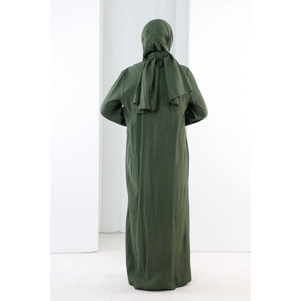 Hac  Umre Takım Önü Düğmeli Tunik,Pantolon  ŞAL  HEDİYE  8014 Haki
