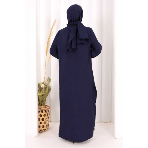 Hac  Umre Takım Önü Düğmeli Tunik,Pantolon  ŞAL  HEDİYE  8014 Lacivert