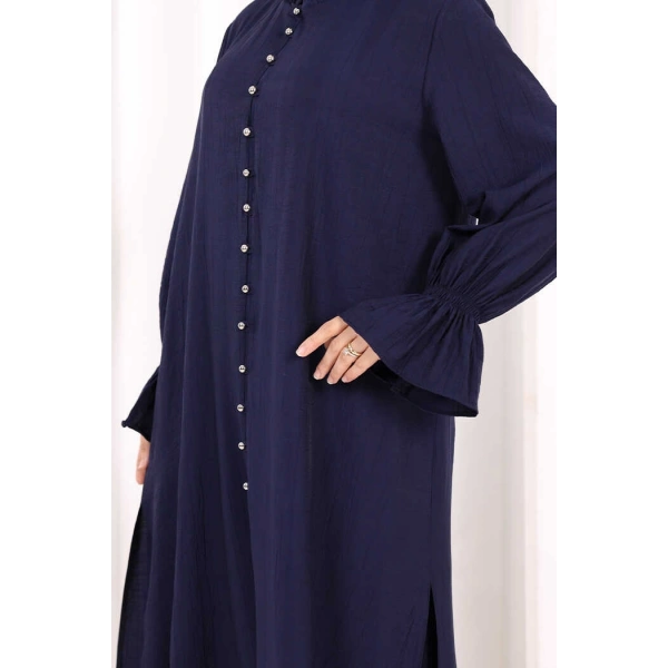 Hac  Umre Takım Önü Düğmeli Tunik,Pantolon  ŞAL  HEDİYE  8014 Lacivert