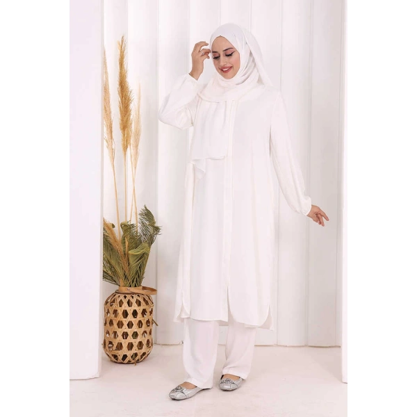 Hac Umre Tunik Pantolon Takım 8006 Ekru