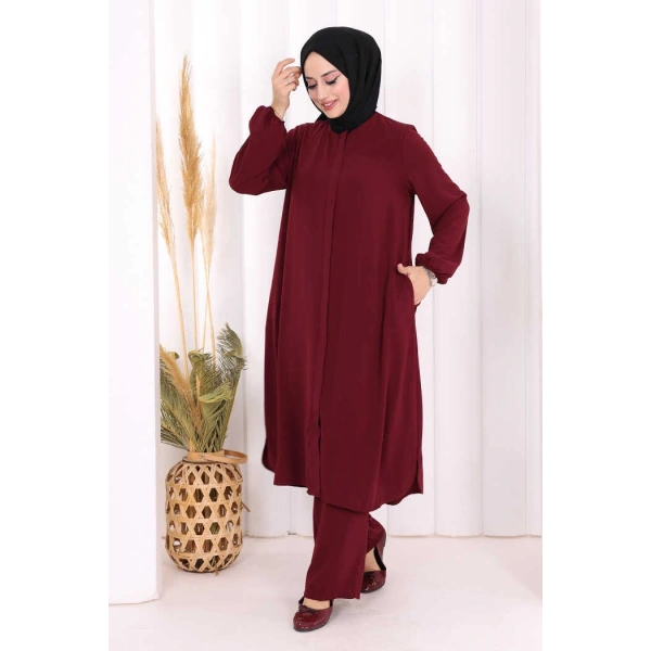 Hac Umre Tunik Pantolon Takım 8006 Mürdüm