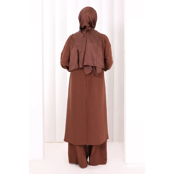 İkili Pantolonlu Takım 8029 Kahverengi