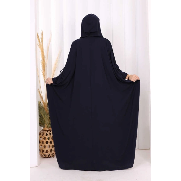 Kapüşonlu Abaya ve  Elbise İkili Takım 70013 Lacivert