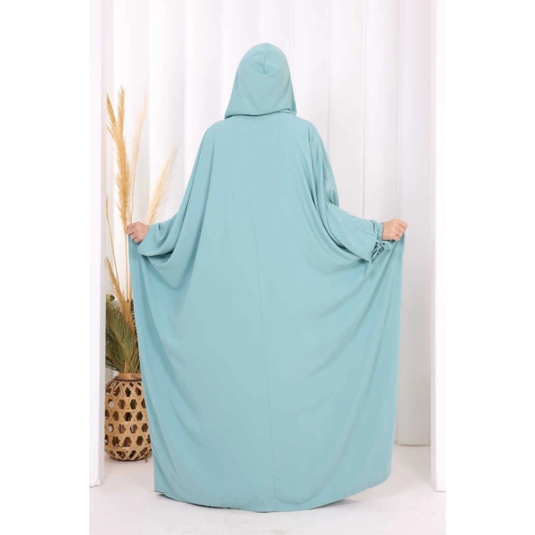 Kapüşonlu Abaya ve  Elbise İkili Takım 70013 Mint