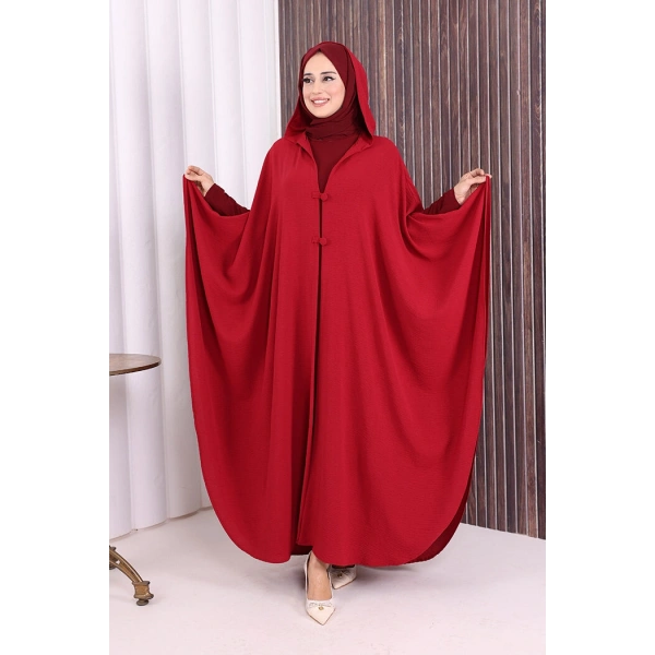 Kapüşonlu Ayrobin Pelerin 70021 Bordo